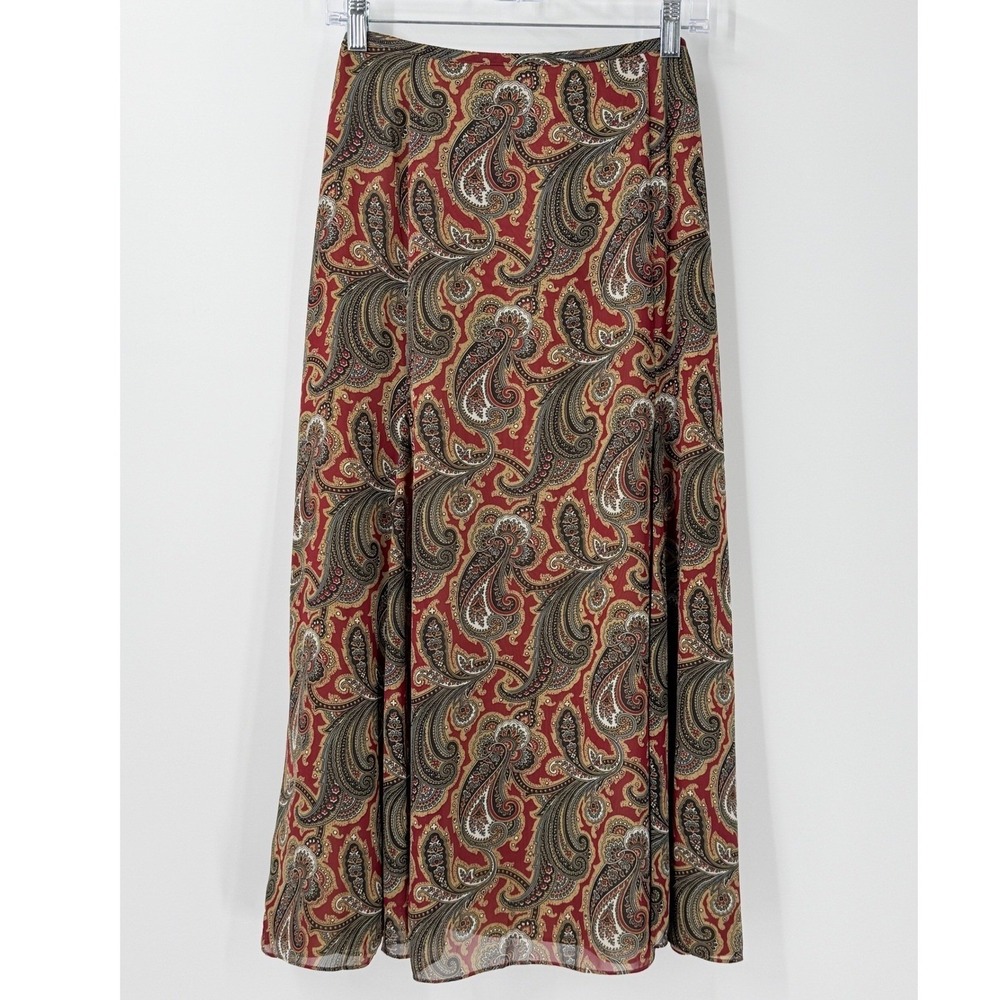 Vtg 90s Paisley Maxi Skirt Womens 18 Fall Autumn Practical Magic Phoebe Buffay